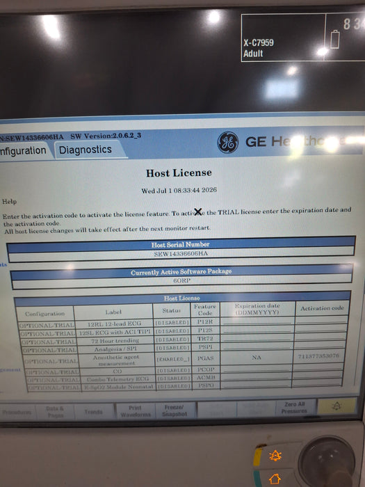 GE Healthcare Carescape B650 Anesthesia Care Patient Monitor