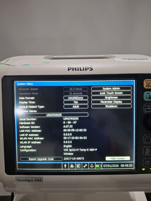 Philips SureSigns VS4 Vital Signs Monitor