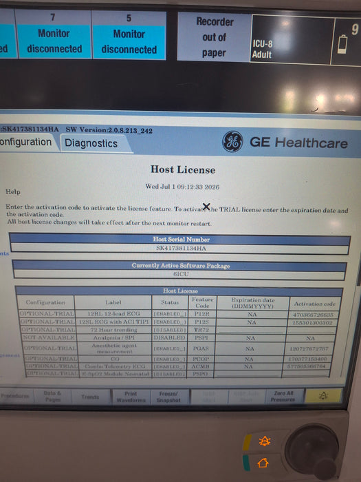 GE Healthcare Carescape B650 Critical Care Patient Monitor