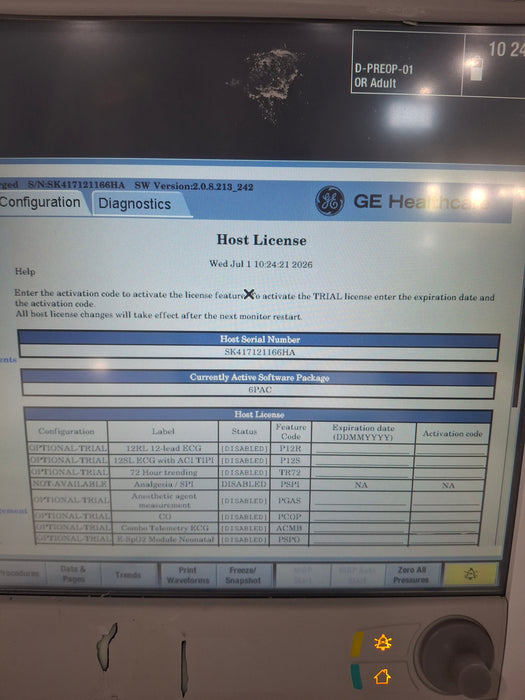 GE Healthcare Carescape B650 Post Anesthesia Care Patient Monitor