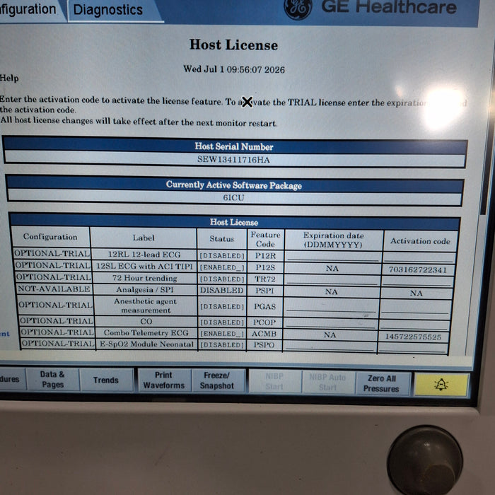 GE Healthcare Carescape B650 Critical Care Patient Monitor