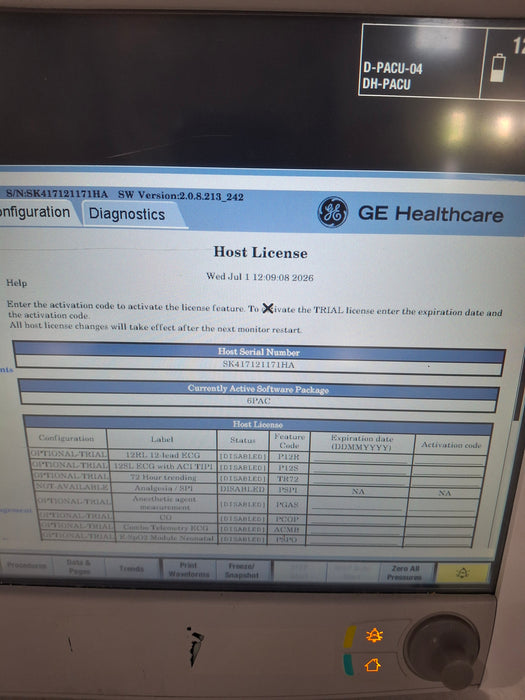 GE Healthcare Carescape B650 Post Anesthesia Care Patient Monitor