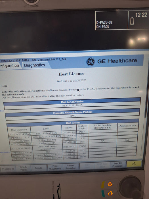 GE Healthcare Carescape B650 Anesthesia Care Patient Monitor