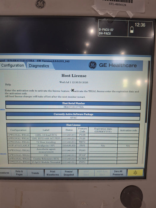 GE Healthcare Carescape B650 Post Anesthesia Care Patient Monitor