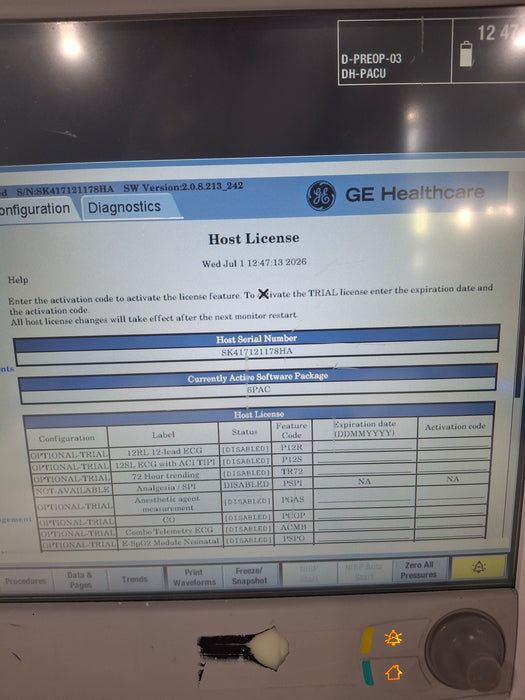 GE Healthcare Carescape B650 Post Anesthesia Care Patient Monitor