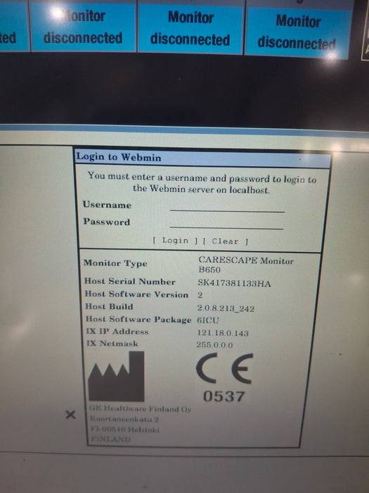 GE Healthcare Carescape B650 Critical Care Patient Monitor