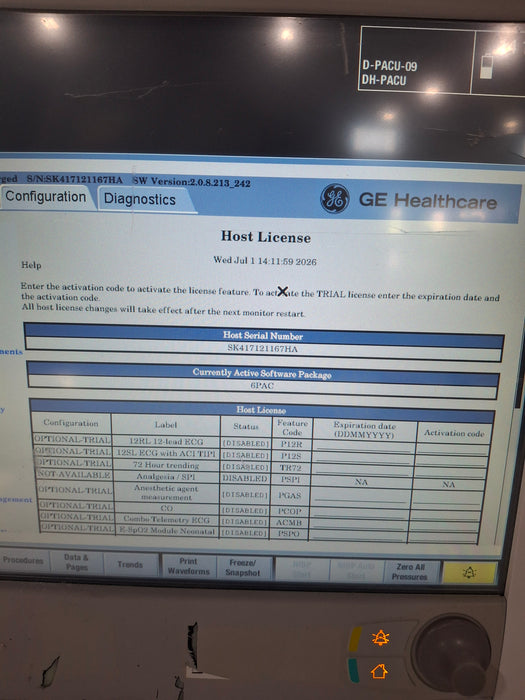 GE Healthcare Carescape B650 Post Anesthesia Care Patient Monitor