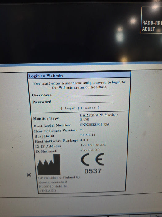 GE Healthcare Carescape B450 Critical Care Patient Monitor