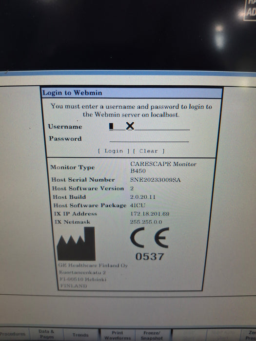 GE Healthcare Carescape B450 Critical Care Patient Monitor
