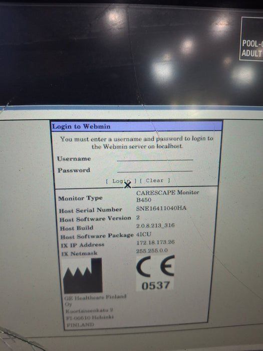 GE Healthcare Carescape B450 Critical Care Patient Monitor