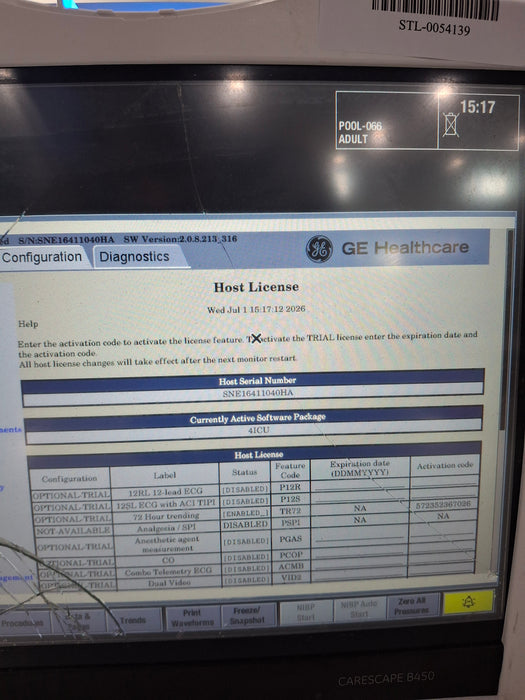 GE Healthcare Carescape B450 Critical Care Patient Monitor