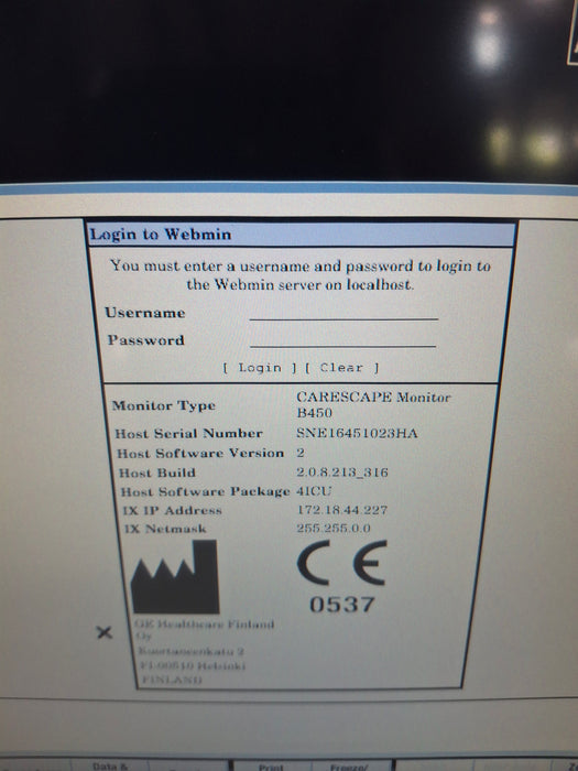 GE Healthcare Carescape B450 Critical Care Patient Monitor