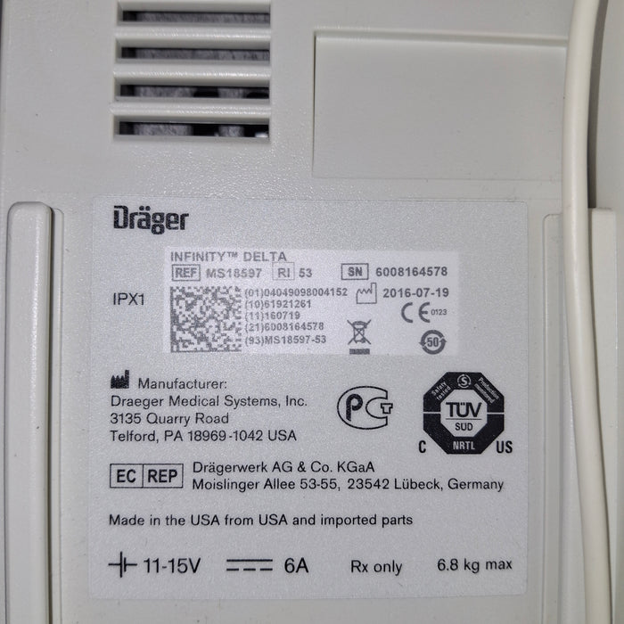 Draeger Medical Infinity Delta Patient Monitor