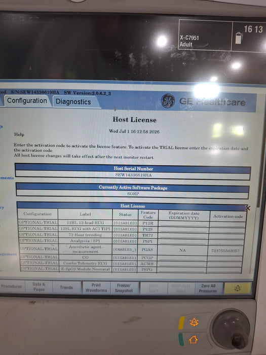 GE Healthcare Carescape B650 Anesthesia Care Patient Monitor