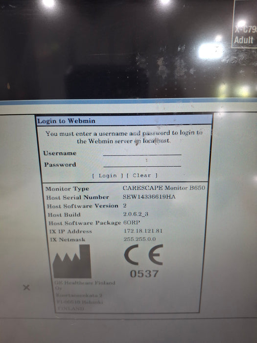 GE Healthcare Carescape B650 Anesthesia Care Patient Monitor
