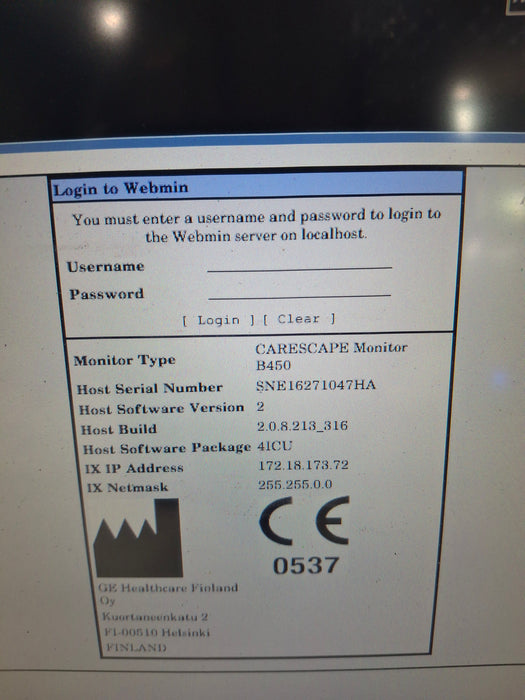 GE Healthcare Carescape B450 Critical Care Patient Monitor