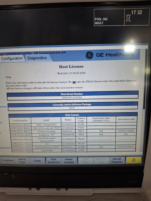 GE Healthcare Carescape B450 Critical Care Patient Monitor