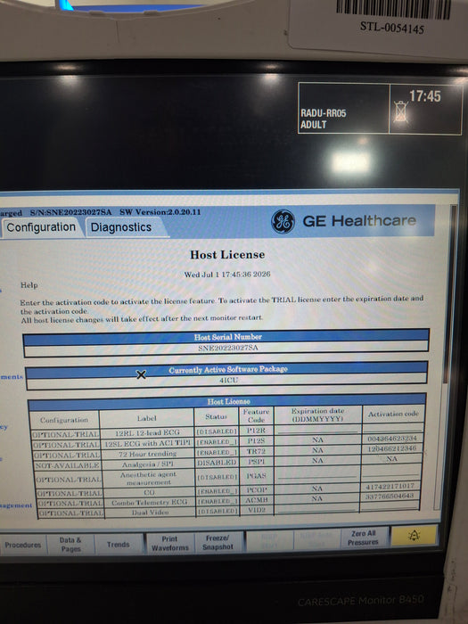 GE Healthcare Carescape B450 Critical Care Patient Monitor