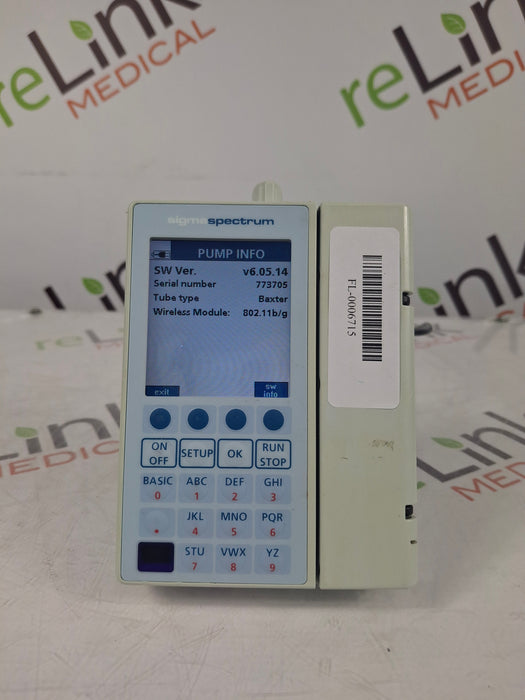 Baxter Sigma Spectrum 6.05.14 with B/G Battery Infusion Pump