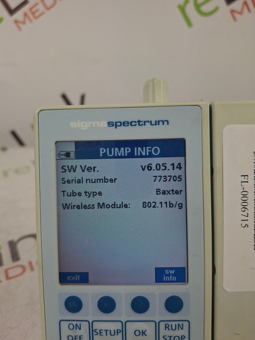 Baxter Sigma Spectrum 6.05.14 with B/G Battery Infusion Pump