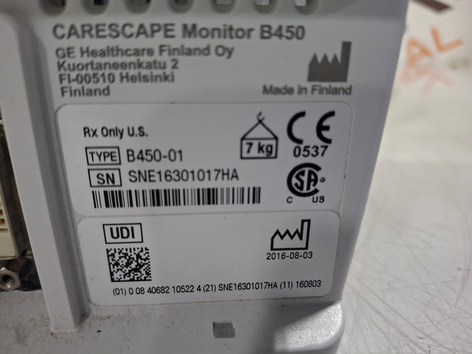 GE Healthcare Carescape B450 Critical Care Patient Monitor