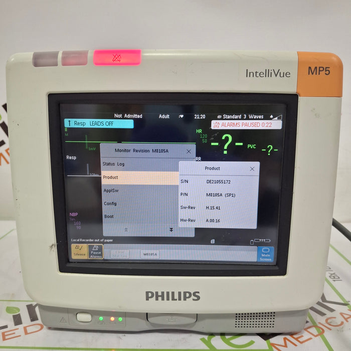 Philips Intellivue MP5 - ECG, Fast SpO2, NIBP Patient Monitor
