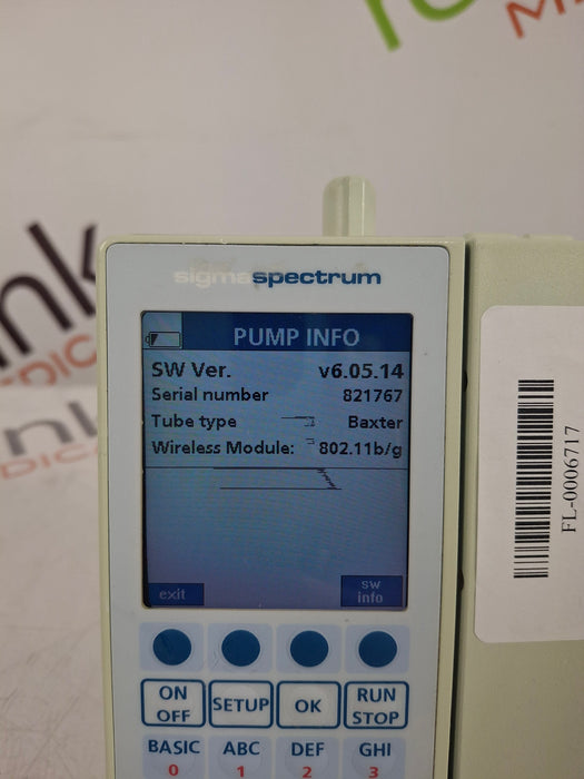 Baxter Sigma Spectrum 6.05.14 with B/G Battery Infusion Pump