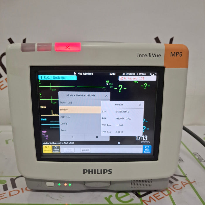 Philips Intellivue MP5 - ECG, Fast SpO2, NIBP Patient Monitor