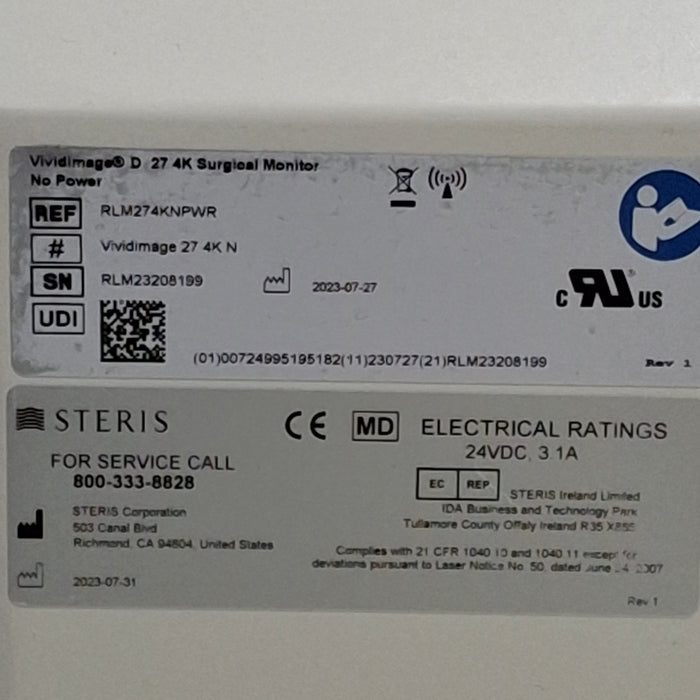 Steris VividImage 4K 27" Surgical Display Monitor