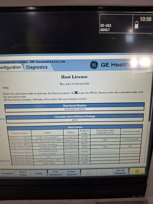 GE Healthcare Carescape B450 Critical Care Patient Monitor