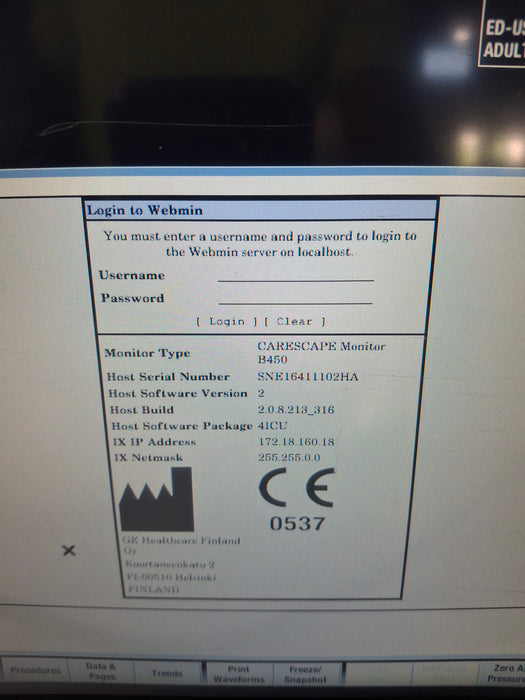 GE Healthcare Carescape B450 Critical Care Patient Monitor