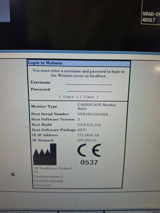 GE Healthcare Carescape B450 Critical Care Patient Monitor