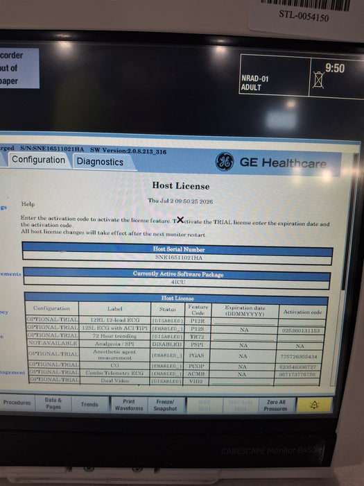 GE Healthcare Carescape B450 Critical Care Patient Monitor