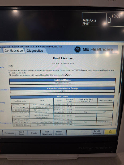 GE Healthcare Carescape B450 Critical Care Patient Monitor