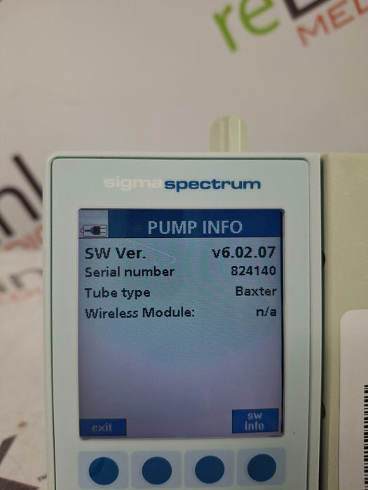 Baxter Sigma Spectrum 6.02.07 with B/G Battery Infusion Pump
