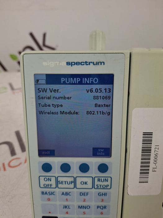 Baxter Sigma Spectrum 6.05.13 with B/G Battery Infusion Pump