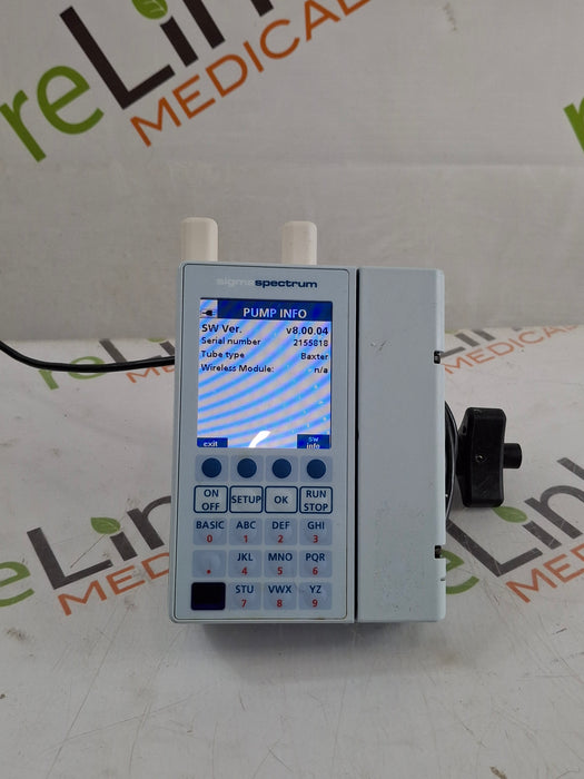Baxter Sigma Spectrum 8.00.04 w/ A/B/G/N Battery Infusion Pump