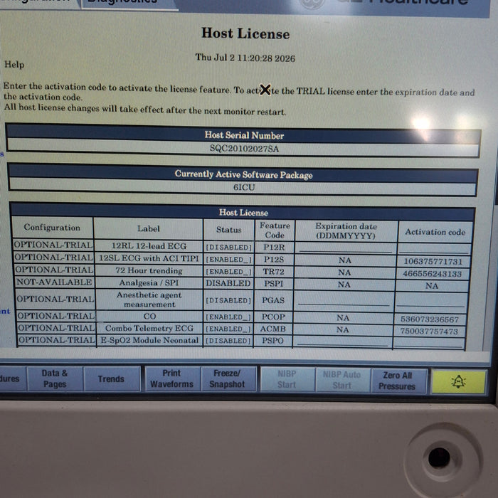 GE Healthcare Carescape B650 Critical Care Patient Monitor