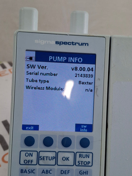 Baxter Sigma Spectrum 8.00.04 w/ A/B/G/N Battery Infusion Pump
