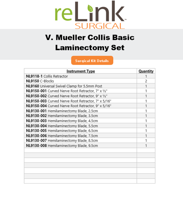 V. Mueller Collis Basic Laminectomy Set