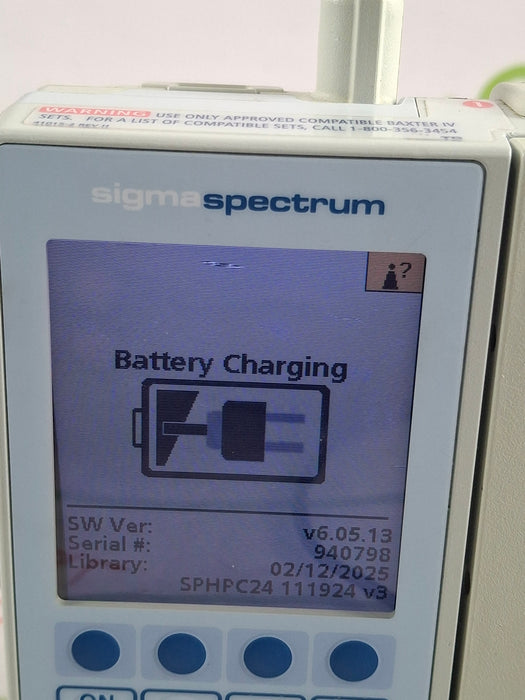 Baxter Sigma Spectrum 6.05.13 with B/G Battery Infusion Pump