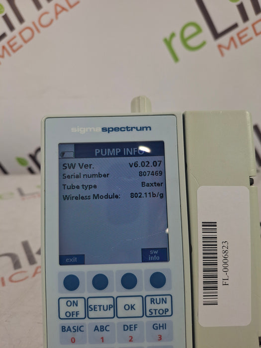 Baxter Sigma Spectrum 6.02.07 with B/G Battery Infusion Pump