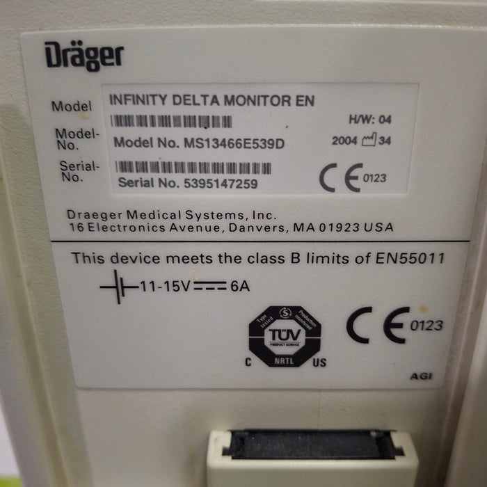 Draeger Medical Infinity Delta Patient Monitor
