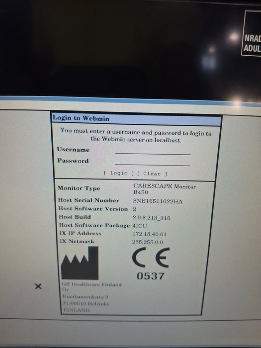 GE Healthcare Carescape B450 Critical Care Patient Monitor