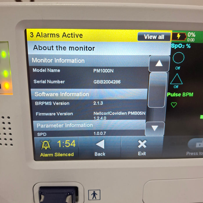 Covidien PM1000N Nellcor Bedside SPO2 Monitor