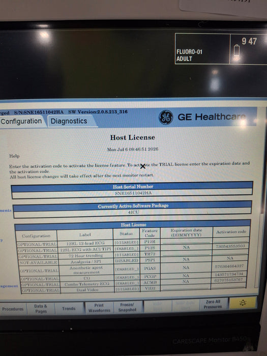 GE Healthcare Carescape B450 Critical Care Patient Monitor