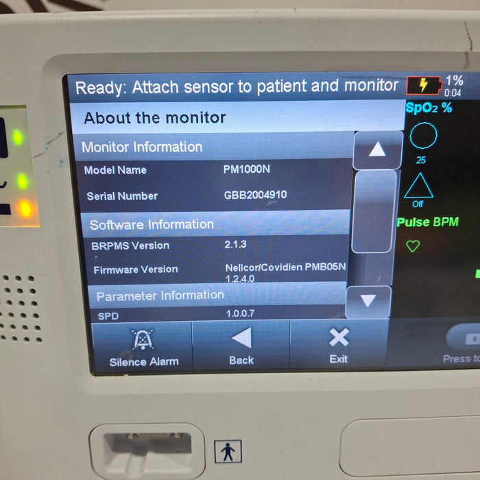 Covidien PM1000N Nellcor Bedside SPO2 Monitor