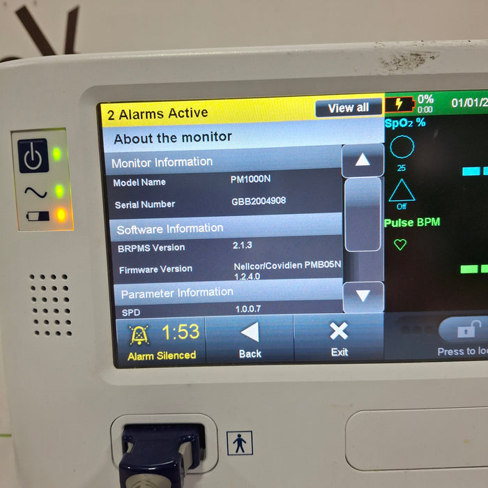 Covidien PM1000N Nellcor Bedside SPO2 Monitor