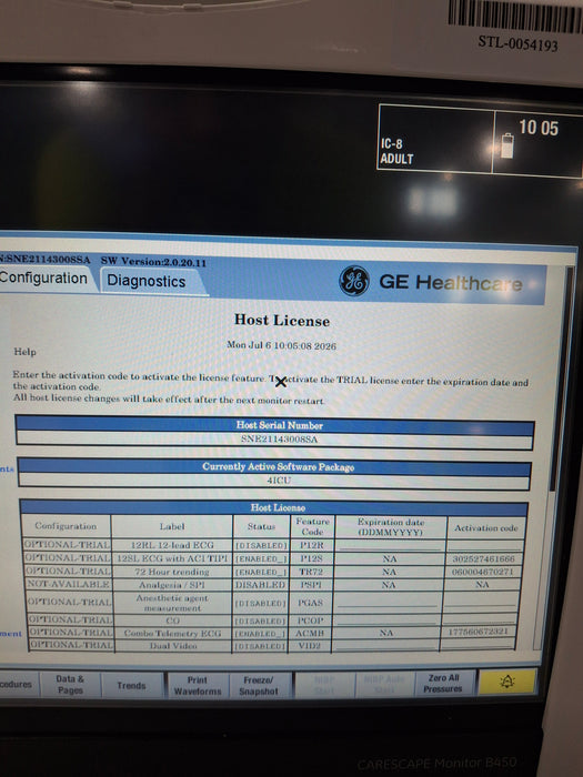 GE Healthcare Carescape B450 Critical Care Patient Monitor