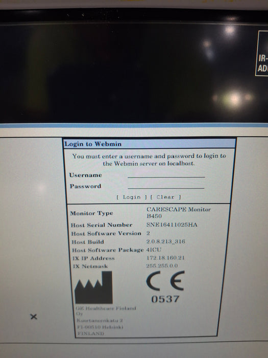 GE Healthcare Carescape B450 Critical Care Patient Monitor
